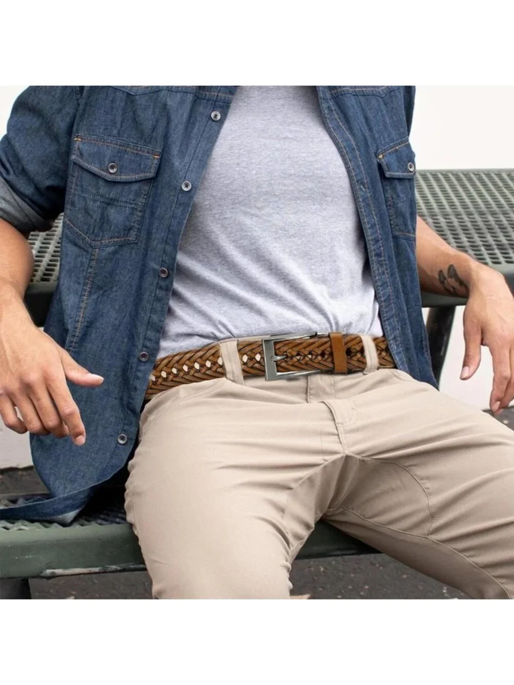 Braided Leather Dress Belt for Men | Woven Casual Belts for Jeans & Golf Gifts